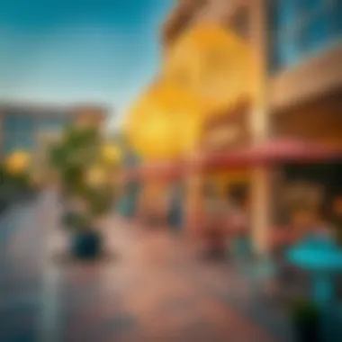 A vibrant community area with amenities in Al Khail Gate