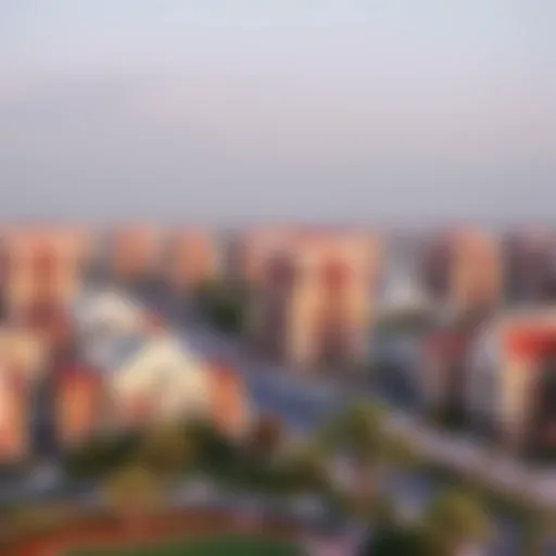 A panoramic view of Al Khail Gate showcasing modern residential buildings