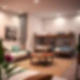 A cozy shared living space in Deira showcasing bedspace arrangements