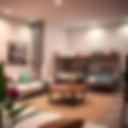 A cozy shared living space in Deira showcasing bedspace arrangements