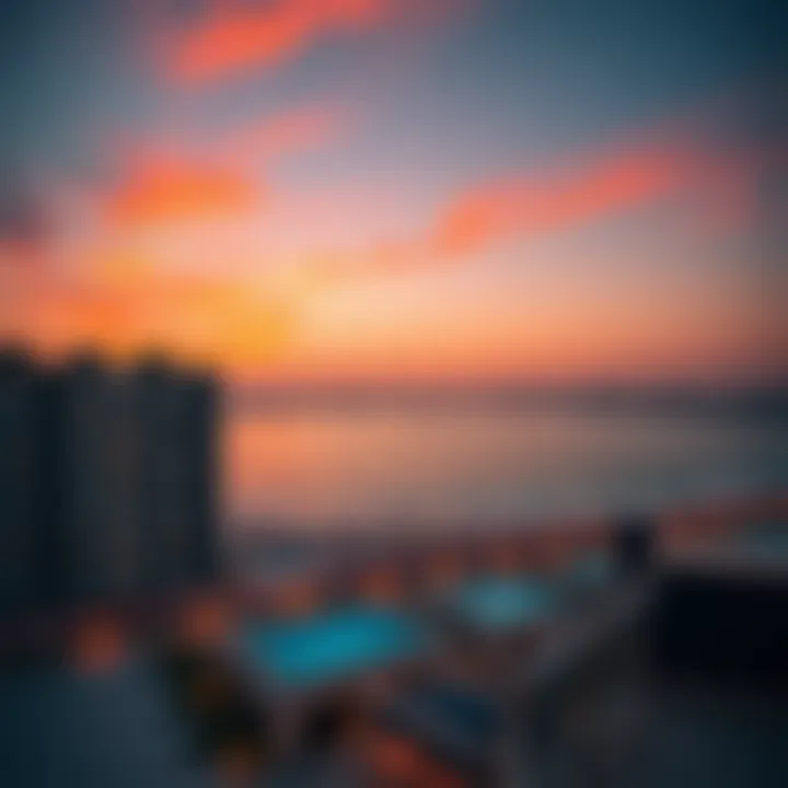 Panoramic view of the Jumeirah coastline at sunset