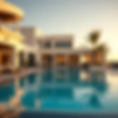 Lavish Poolside Retreats in Jumeirah Glistening pool area of a luxurious villa in Jumeirah