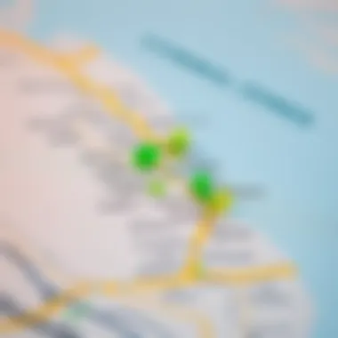 Map highlighting key commercial zones in Dubai