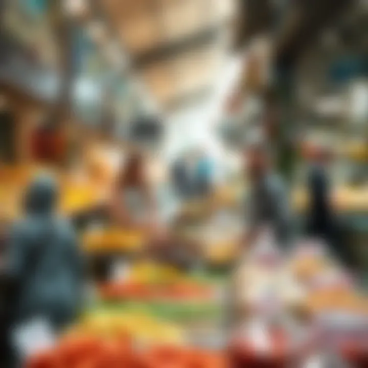 A bustling food market reflecting the diversity of UAE flavors