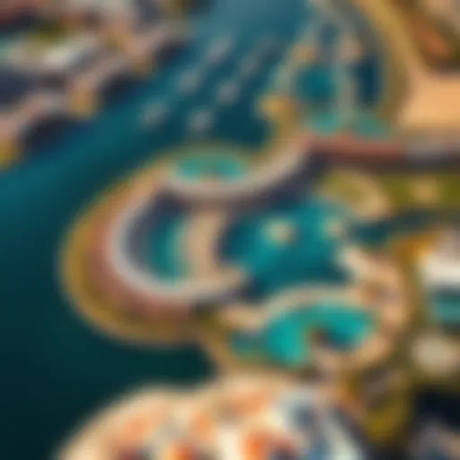 Stunning aerial view of Damac Lagoons Marbella showcasing its unique layout and water features