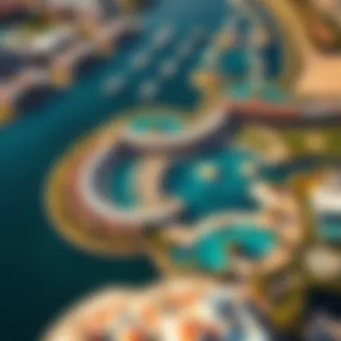 Aerial View of Damac Lagoons Marbella Stunning aerial view of Damac Lagoons Marbella showcasing its unique layout and water features