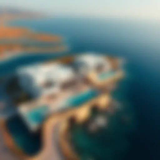 Stunning aerial view of Damac Lagoons Mykonos showcasing luxurious villas and serene water features