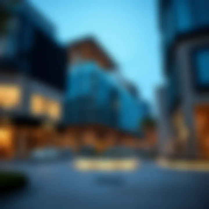 Modern architectural elements surrounding DIFC Park