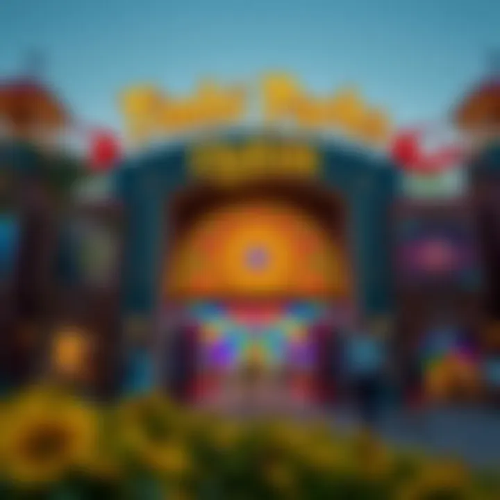 Vibrant Entrance to a Dubai Theme Park Vibrant theme park entrance illustrating the excitement of the attractions