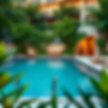 A serene private pool area surrounded by lush greenery in a Dubai hotel