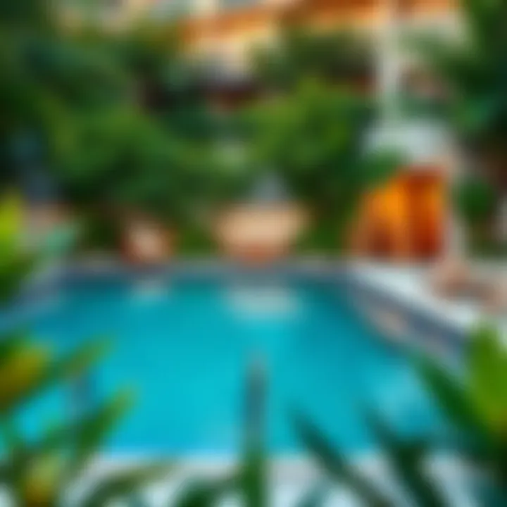 A serene private pool area surrounded by lush greenery in a Dubai hotel