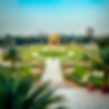 Serene Panorama of Dubai Quran Park Panoramic view capturing the serenity of the park