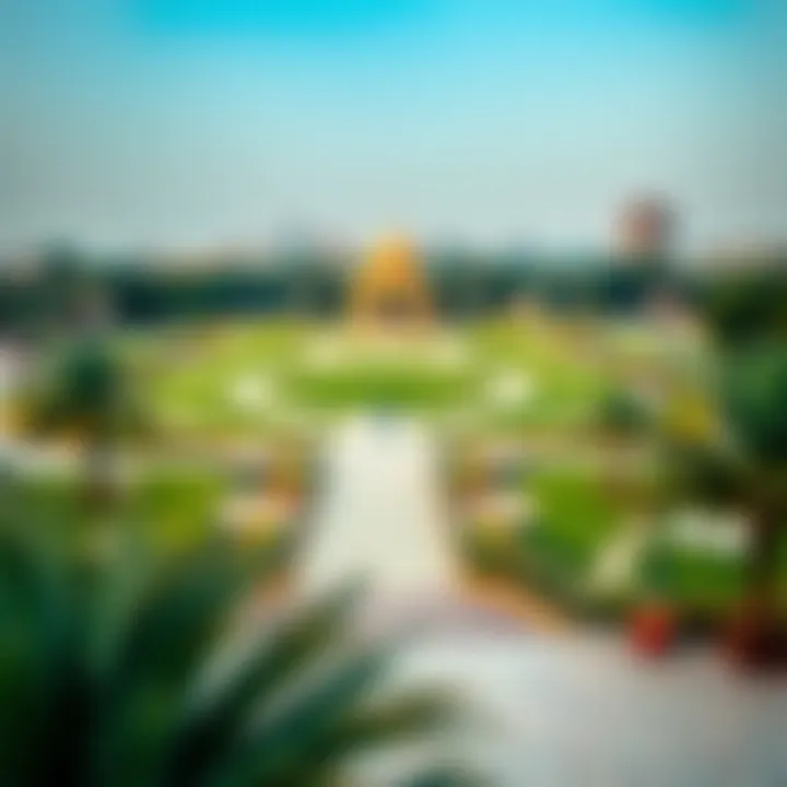 Serene Panorama of Dubai Quran Park Panoramic view capturing the serenity of the park