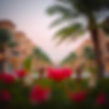 Neighborhood Vibrancy in Dubai A vibrant neighborhood in Dubai with lush parks and community spaces