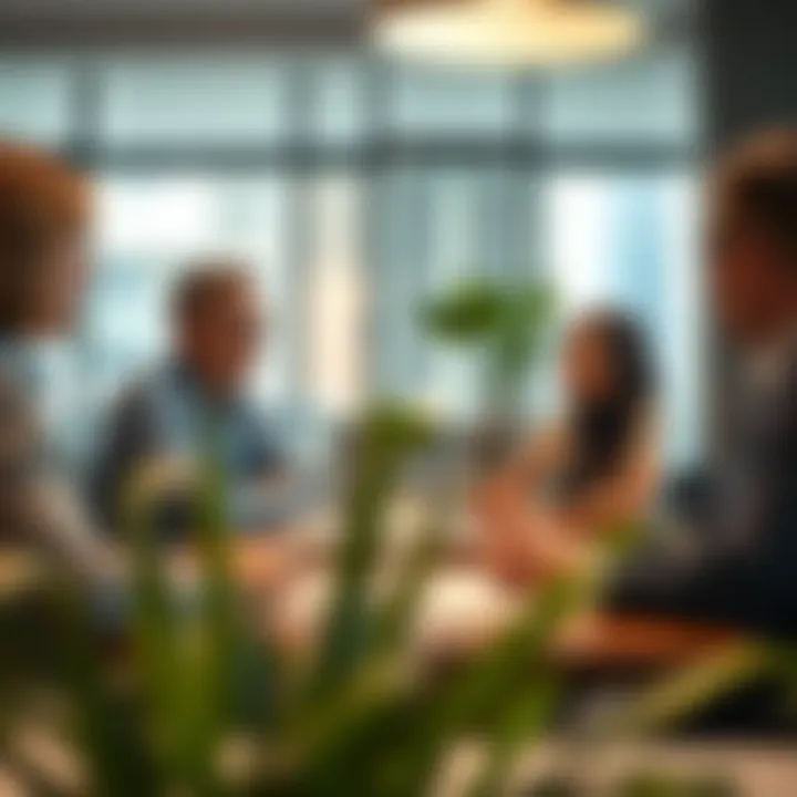 Investors discussing opportunities in Executive Bay