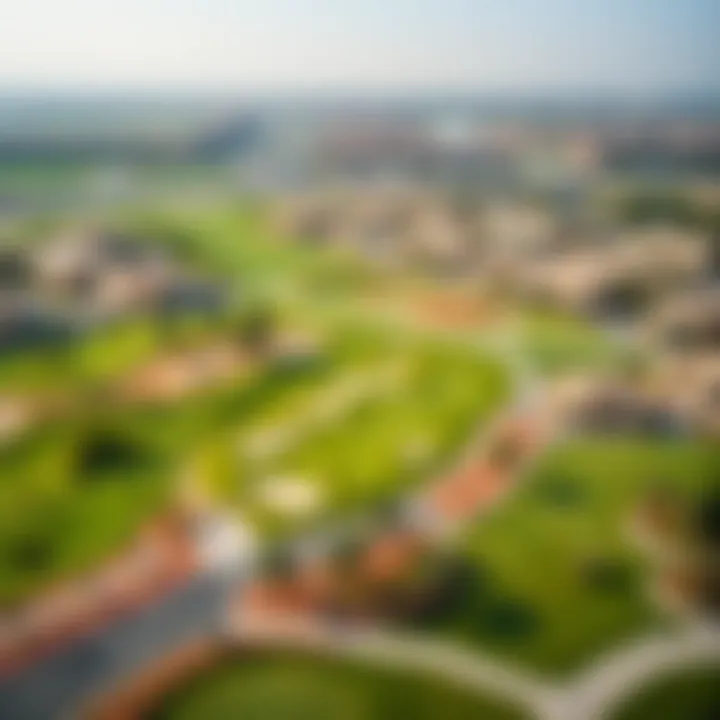 Aerial View of a Golf Community Aerial view of a golf community with stunning landscapes