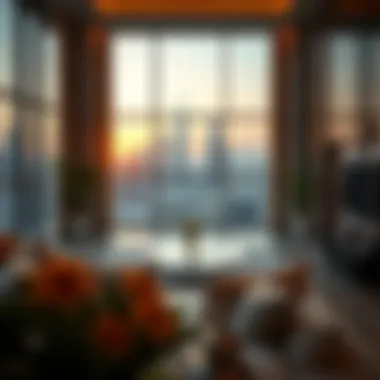 Luxurious Living Room with Stunning City Views Luxurious hotel apartment living room with city views