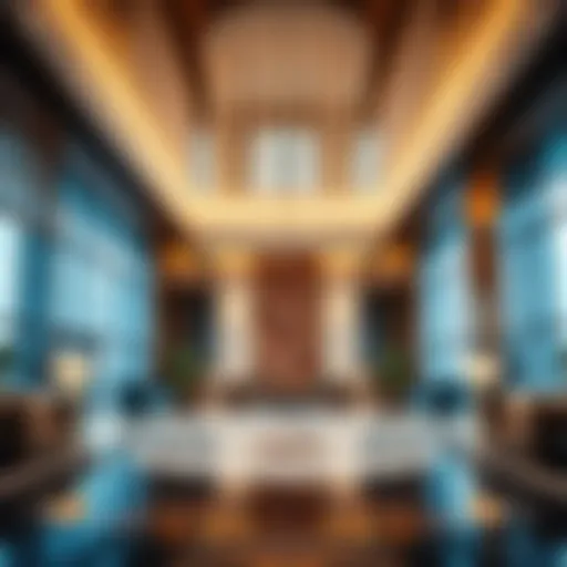 Luxurious hotel lobby showcasing modern design