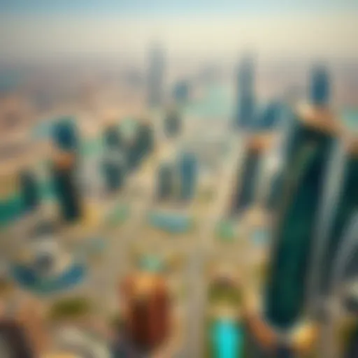 Aerial view of JLT showcasing the stunning skyline and interconnected clusters