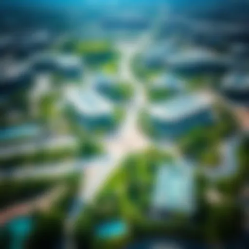 Aerial view of Jumeirah Garden City showcasing its lush greenery and modern architecture
