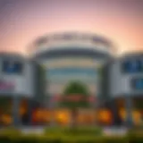 A stunning exterior view of JVC Circle Mall showcasing its architectural design