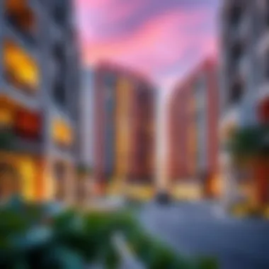 Modern Residential Architecture in JVC Modern residential buildings in JVC highlighting architectural diversity