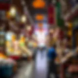 The Vibrancy of Karama Souk A vibrant view of the bustling market stalls in Karama Souk showcasing diverse products