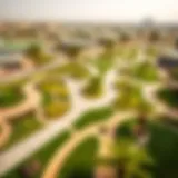 Aerial view of Khalifa A Pathway Garden showcasing its intricate landscape design