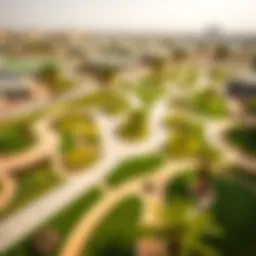 Aerial view of Khalifa A Pathway Garden showcasing its intricate landscape design