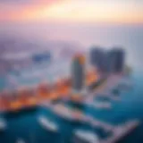 Aerial view of Marina Shores Dubai showcasing its stunning architecture