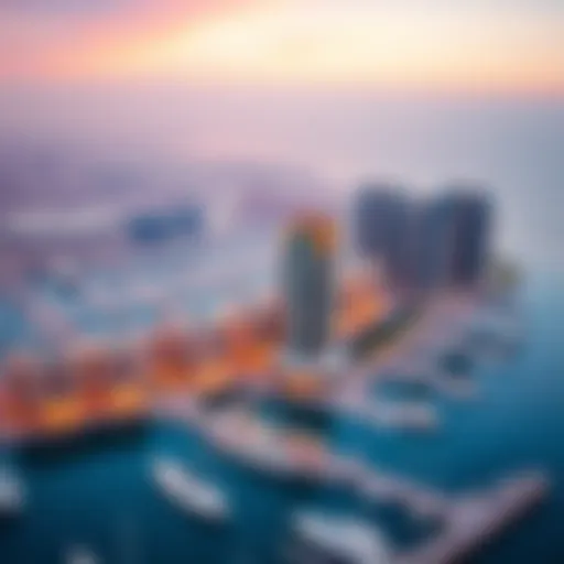 Aerial view of Marina Shores Dubai showcasing its stunning architecture