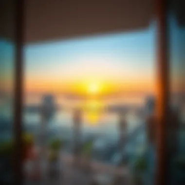 Sunset view from a balcony in Marina Shores revealing the waterfront