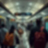 A bustling metro station with commuters