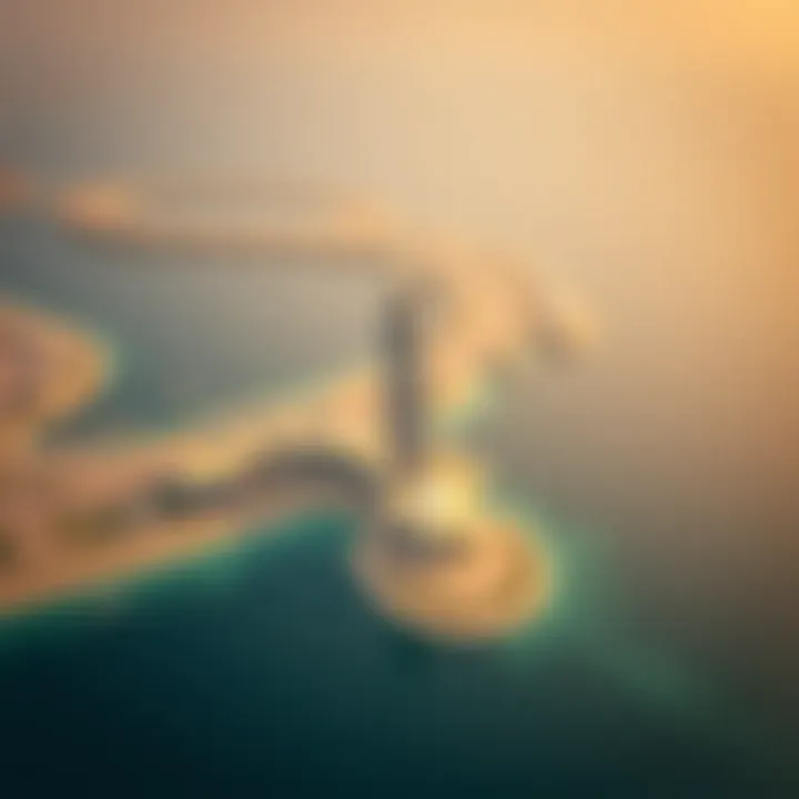 Aerial View of Palm Jumeirah and Nakheel Tower Aerial view of Palm Jumeirah highlighting Nakheel Tower's location