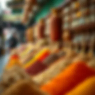 A Colorful Array of Spices in Historical Markets Vibrant spices for sale in the market