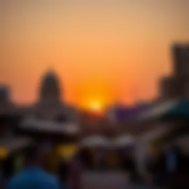 A picturesque sunset over the Old Souk, highlighting the blend of tradition and modernity