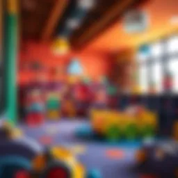 Colorful play room filled with engaging toys and learning spaces