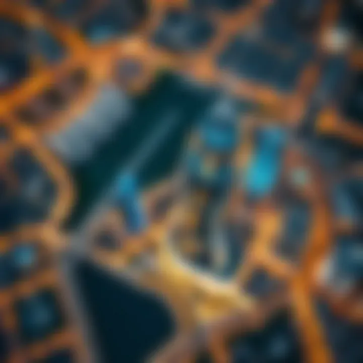 Business Bay: Prime Tower's Strategic Location Aerial view of Business Bay highlighting Prime Tower’s strategic location