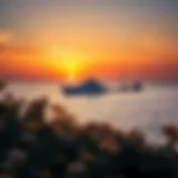 Luxurious private island view at sunset