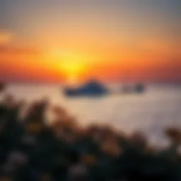 Luxurious private island view at sunset