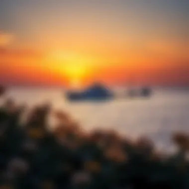 A Breathtaking Sunset Over a Private Island Luxurious private island view at sunset