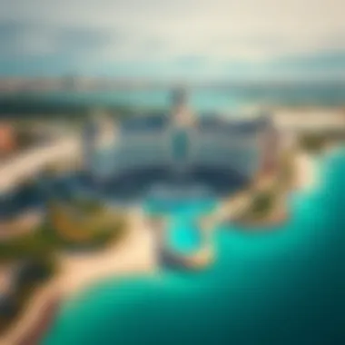 Aerial View of Raffles Hotel, Palm Jumeirah Aerial view of Raffles Hotel, Palm Jumeirah showcasing its unique architecture