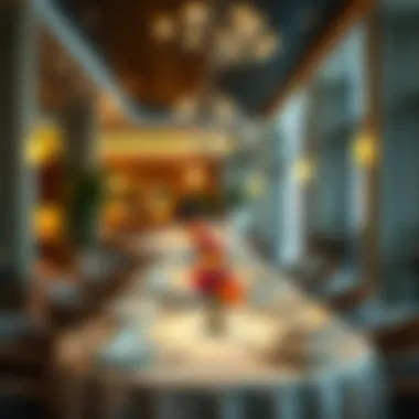 Elegant Dining Experience at Raffles Hotel Elegant dining setup within Raffles Hotel's exclusive restaurant
