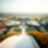 A panoramic view of a luxurious Dubai ranch showcasing its vast greenery and modern architecture