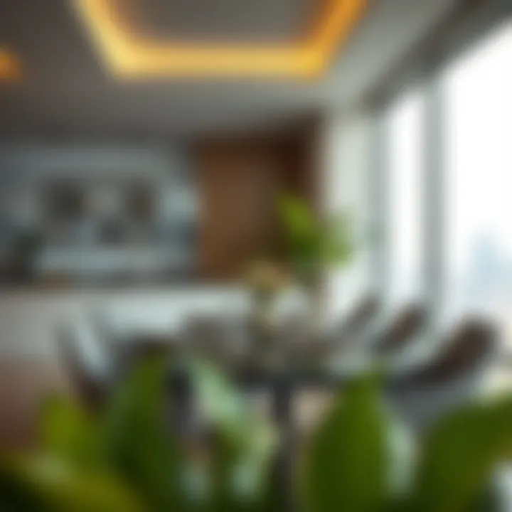 Dining area with city view in Rashidiya