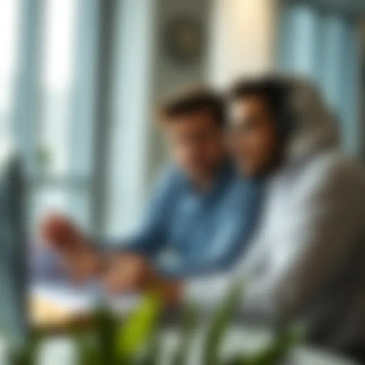 Real estate agents discussing market trends