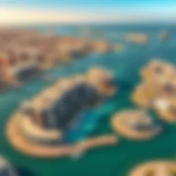 Aerial view of Reem Island showcasing its stunning waterfront and modern architecture.