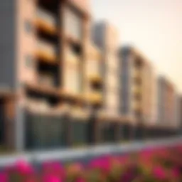 Modern architecture of residential buildings in Remraam