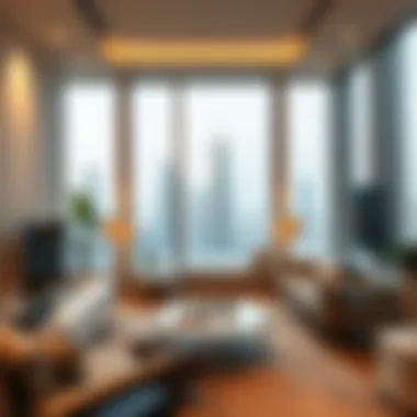 Cozy living space with city views