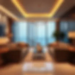 Stylish living room setup in Al Khail Gate accommodation